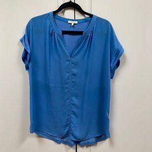 "Pleione" Baby Blue V Neck Blouse